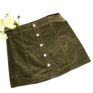 Olive Button Front Corduroy Mini Skirt Size 9/29